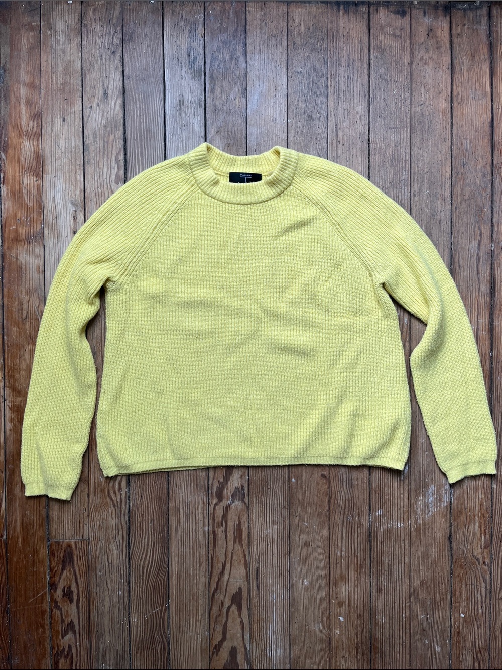 Tahari Soft Yellow Crewneck Sweater